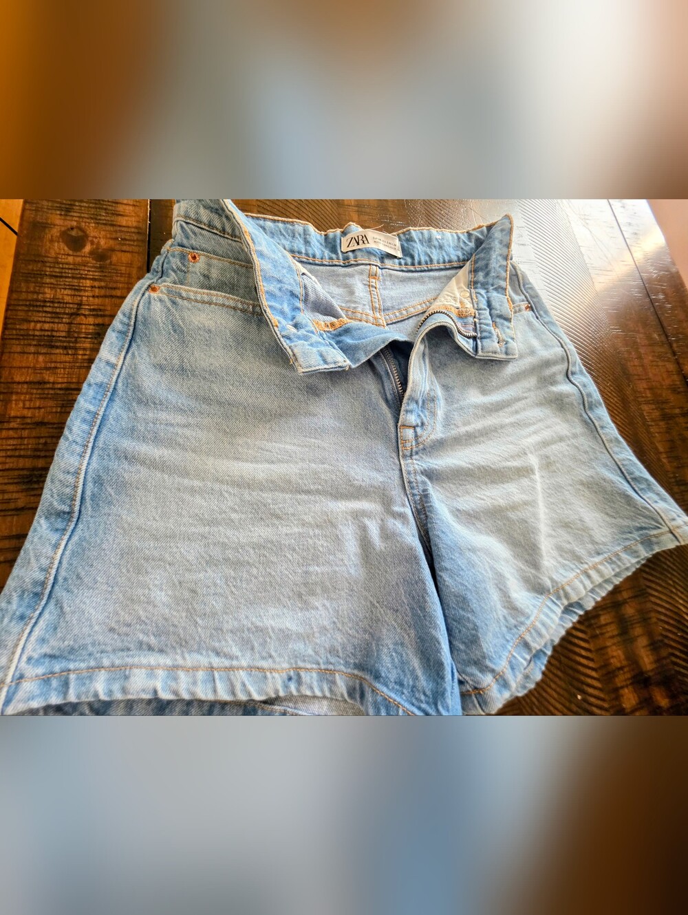 Zara Light Wash Denim Shorts - Casual High-Rise